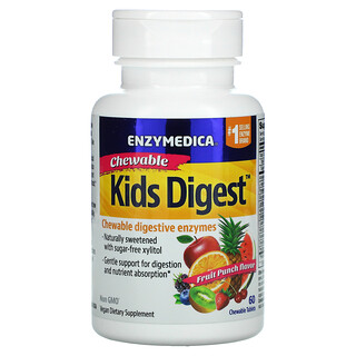 Enzymedica, Kids Digest, انزيمات هاضمة قابلة للهضم، 60 حبة قابلة للمضغ