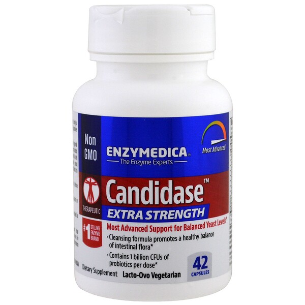 Enzymedica‏, Candidase, עוצמה מוגברת, 42 כמוסות
