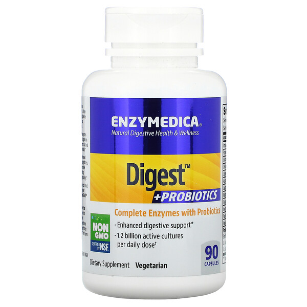 Enzymedica, Digest + Probiotics, Verdauungsenzyme und Probiotika, 90 Kapseln