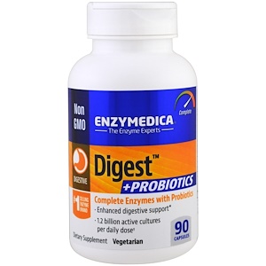 Enzymedica, Пищеварение + пробиотики, 90 капсул инструкция, применение, состав, противопоказания