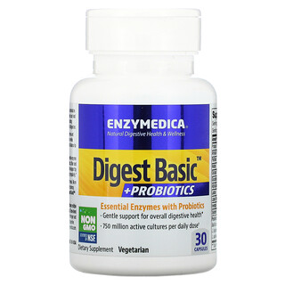 Enzymedica, Digest Basic, добавка с пробиотиками, 30 капсул