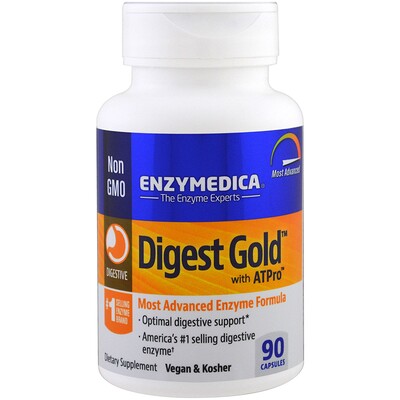 Enzymedica Digest Gold с ATPro, самая передовая ферментная формула, 90 капсул