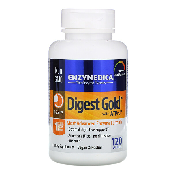Enzymedica, Verdauungs-Gold mit ATPro (ATP, Magnesiumzitrat, Alpha-Liponsäure, CoQ10) , 120 Kapseln