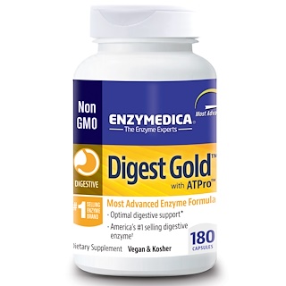 Enzymedica, Digest Gold, с ATPro, 180 капсул