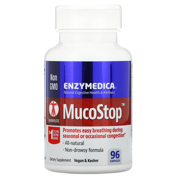 Enzymedica‏, مكمل منع المخاط MucoStop،عدد 96 كبسولة