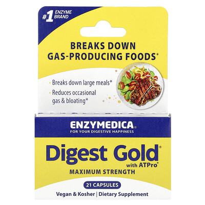 Enzymedica, Digest Gold® con ATPro®, Concentración máxima, 21 cápsulas