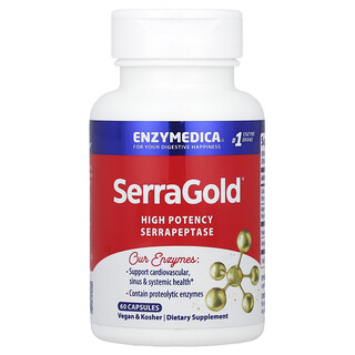 Enzymedica, SerraGold®, hochwirksame Serrapeptase, 60 Kapseln
