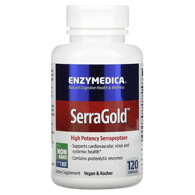 

Enzymedica SerraGold, высокоэффективная серрапептаза, 120 капсул