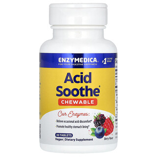 Enzymedica, Chewable Acid Soothe, Kautabletten mit Säure, Beere, 30 Tabletten