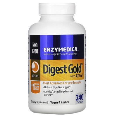 Enzymedica Digest Gold с ATPro, добавка с пищеварительными ферментами, 240 капсул