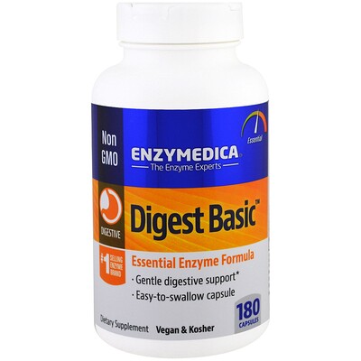 Enzymedica Digest Basic, формула с основными ферментами, 180 капсул