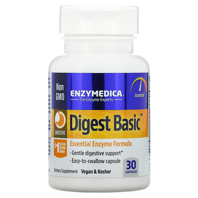 Enzymedica Digest Basic, основные ферменты, 30 капсул