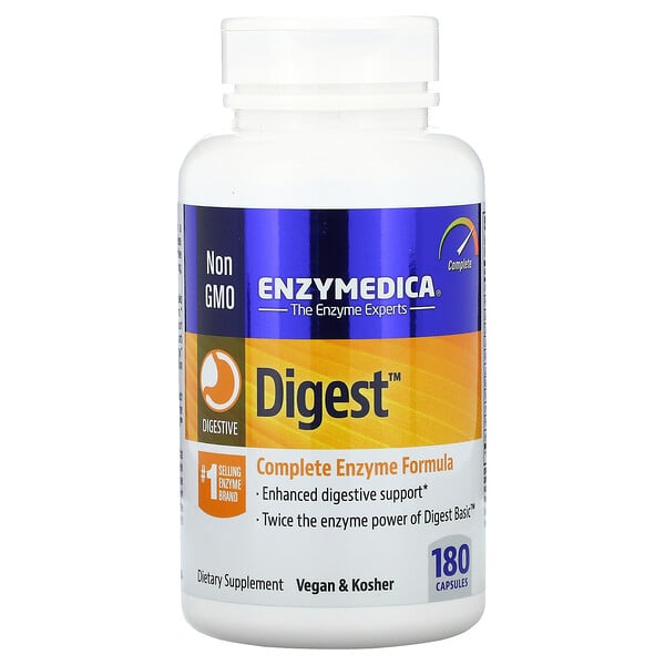Enzymedica, Digest, полная формула ферментов, 180 капсул