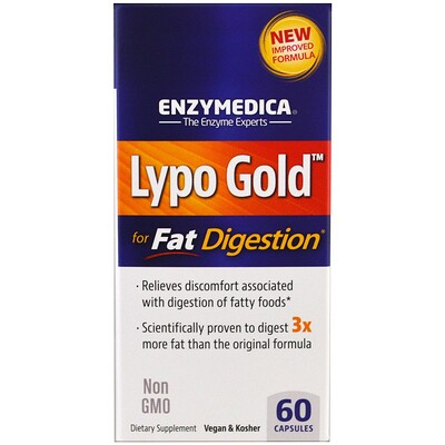 Enzymedica Lypo Gold, для усвоения жиров, 60 капсул