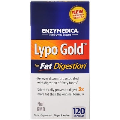 Enzymedica Lypo Gold, оптимизация усвоения жиров, 120 капсул
