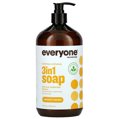 Купить Everyone Soap for Every Body, мыло 3 в 1, кокос и лимон, 946 мл (32 жидких унции)