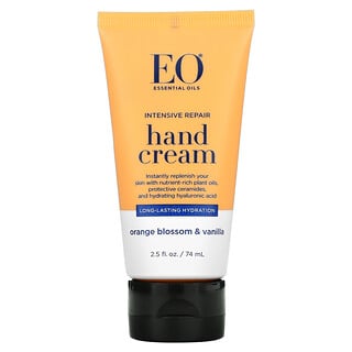 EO Products, Интенсивный восстанавливающий крем для рук, цветы апельсина и ваниль, 74 мл (2,5 жидк. Унции)