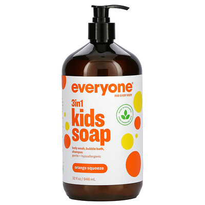 EO Products Everyone for Every Body, 3 in 1 Kids Soap, Orange Squeeze, 32 fl oz (946 ml)