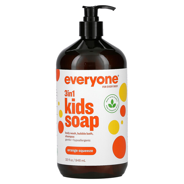 Everyone, Everyone for Every Body, 3 in 1 Kids Soap, Orange Squeeze, 32 fl oz (946 ml)