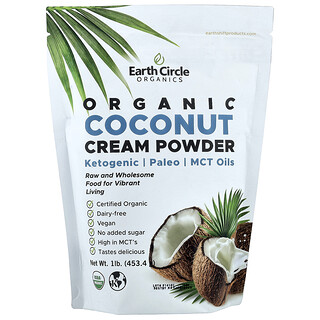 Earth Circle Organics, Bubuk Krim Kelapa Organik, 453,4 g