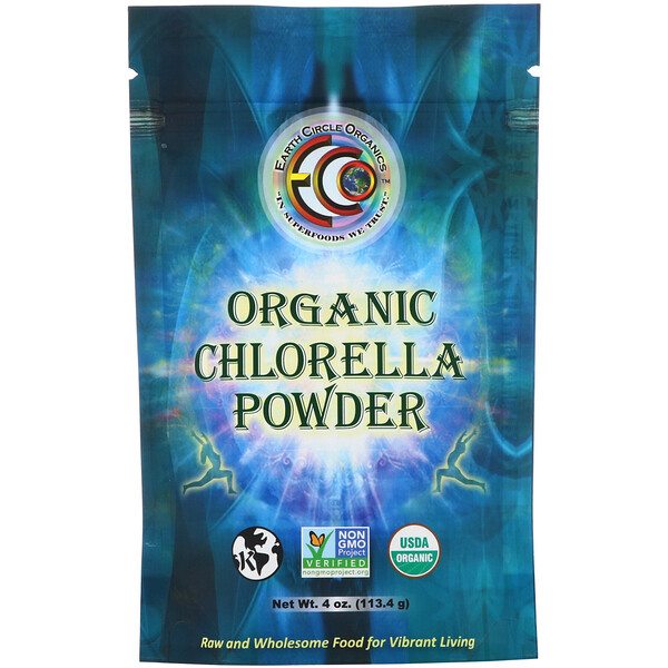 Earth Circle Organics, Чистая натуральная хлорелла в порошке, 4 унции (113 г)