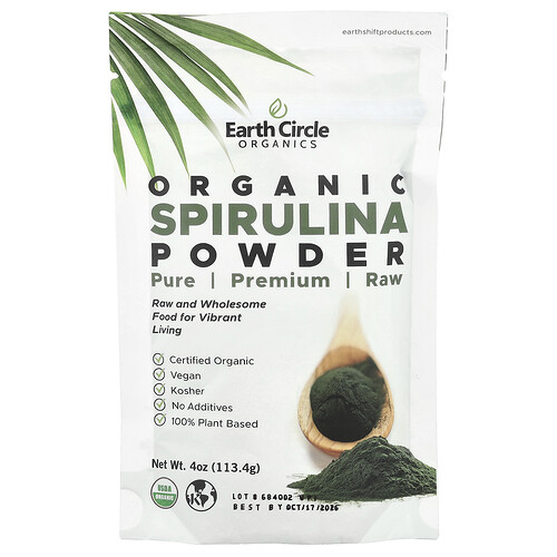 Earth Circle Organics Organic Spirulina Powder, 4 oz (113.4 g)