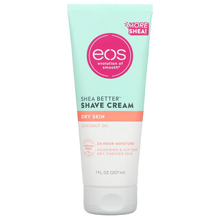 EOS, 乳木果油剃須膏，乾性皮膚，椰子油，7 液量盎司（207 毫升）