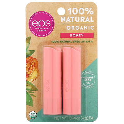 EOS 100% Natural Shea Lip Balm, Honey, 2 Pack, 0.14 oz (4 g) Each