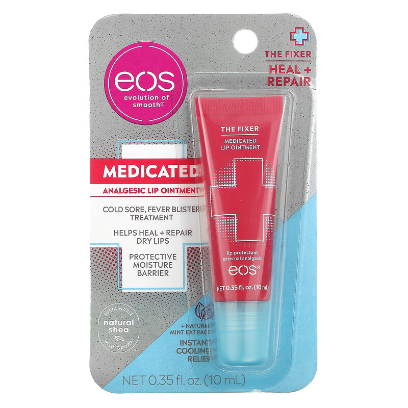 EOS, The Fixer, Medicated Analgesic Lip Ointment, 0.35 fl oz (10 ml