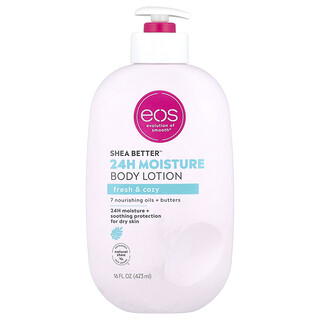 EOS, Shea Better™ 24 小時保濕身體乳，清新溫暖，16 液量盎司（473 毫升）