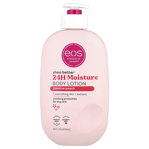 EOS Shea Better 24H Moisture Body Lotion Jasmine Peach 16 fl oz 473 ml