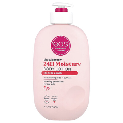 EOS Shea Better 24H Moisture Body Lotion Jasmine Peach 16 fl oz 473 ml