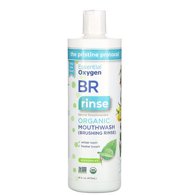 Купить Essential Oxygen BR органическая жидкость для полоскания рта, ополаскиватель для полости рта, перечная мята, 473 мл (16 жидк. Унций)