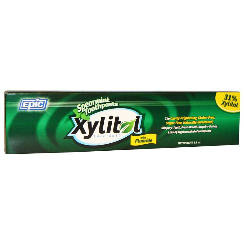 Epic Dental, Xylitol Sweetened, Spearmint Toothpaste with Fluoride, 4.9