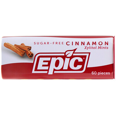 Epic Dental Xylitol Mints, Cinnamon, Sugar-Free, 60 Pieces