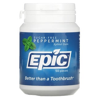 Epic Dental, Xylitol Sugar Free Gum, Peppermint, 50 Pieces