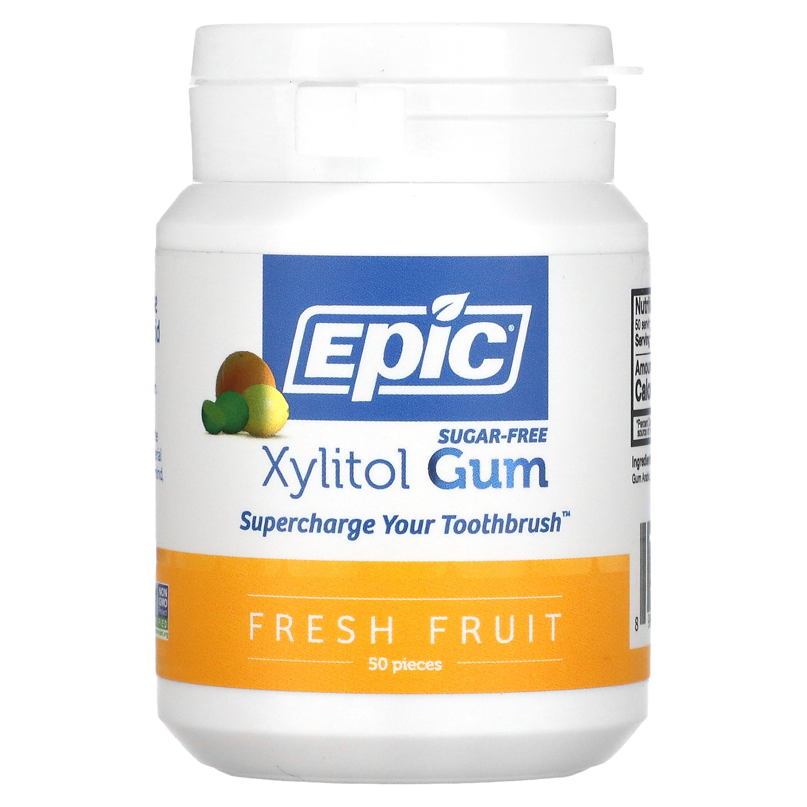 Epic Dental, Xylitol Gum, SugarFree, Fresh Fruit, 50 Pieces