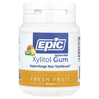 Epic Dental, Xylitol Gum, Xylitolgummi, zuckerfrei, frisches Obst, 50 Stück