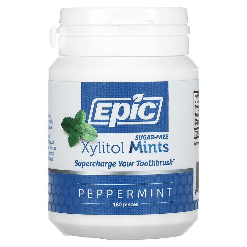 Epic Dental, Xylitol Mints, Peppermint, SugarFree, 180 Pieces