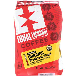 Equal Exchange, 有機，咖啡，早餐混合，整顆咖啡豆，12 盎司（340 克）