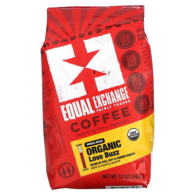 Equal Exchange органический кофе, для влюбленных, цельные зерна, французская обжарка, 340г (12унций)