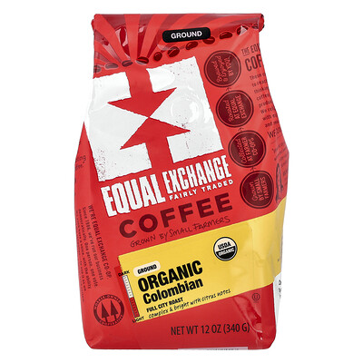 Product Image for Equal Exchange, Organic Coffee, Colombian, Ground, Full City Roast, 12 oz (340 g)