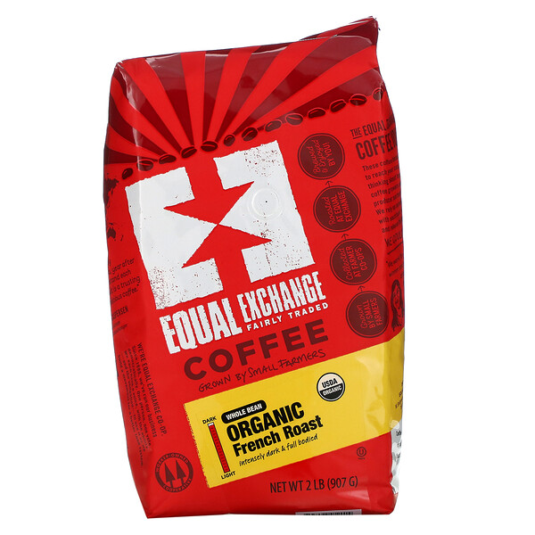 Equal Exchange, 有機，咖啡，法式烘焙，整顆咖啡豆，2 磅（907 克）