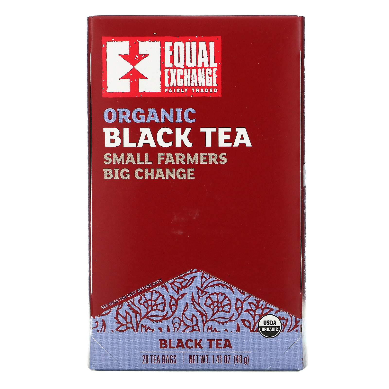Equal Exchange オーガニック紅茶 40g ティーバッグ20袋 記念日 大勧め 1.41オンス