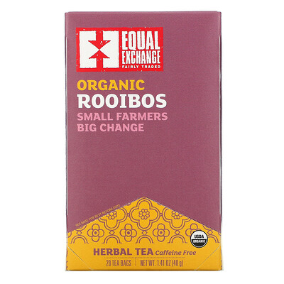 Equal Exchange Organic Rooibos, Herbal Tea, 20 Tea Bags, 1.41 oz ( 40 g)