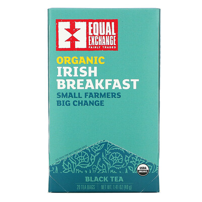 Equal Exchange Organic Irish Breakfast, черный чай, 20 чайных пакетиков, 40 г (1,41 унции)