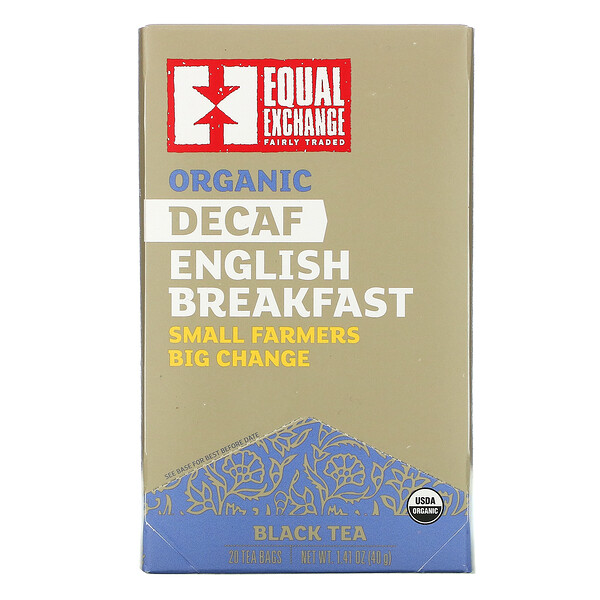 Equal Exchange‏, Organic Decaf English Breakfast, Black Tea, 20 Tea Bags, 1.41 oz ( 40 g)