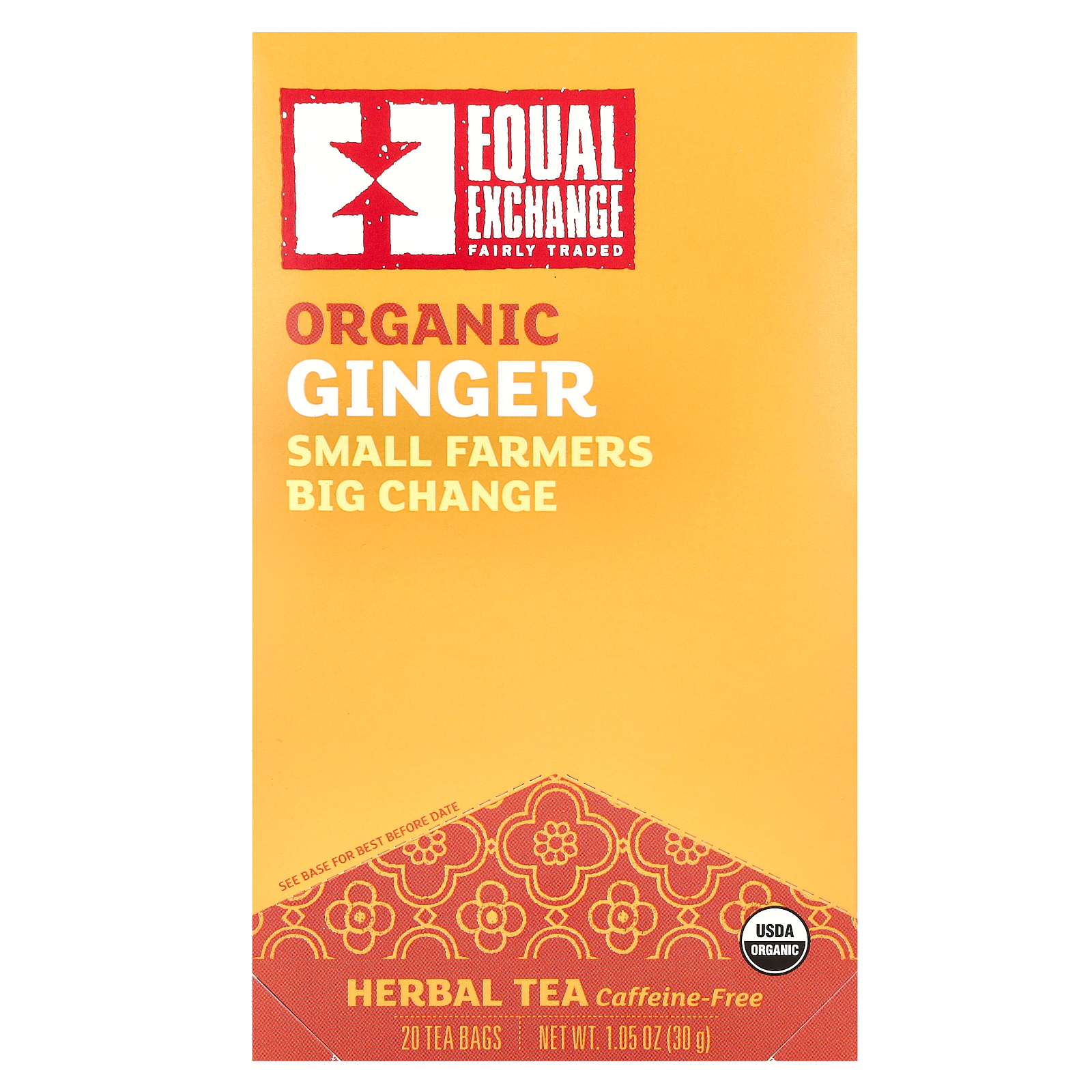 Organic Ginger, Herbal Tea, Caffeine Free, 20 Tea Bags, 1.05 oz (30 g) - Picture 1 of 3