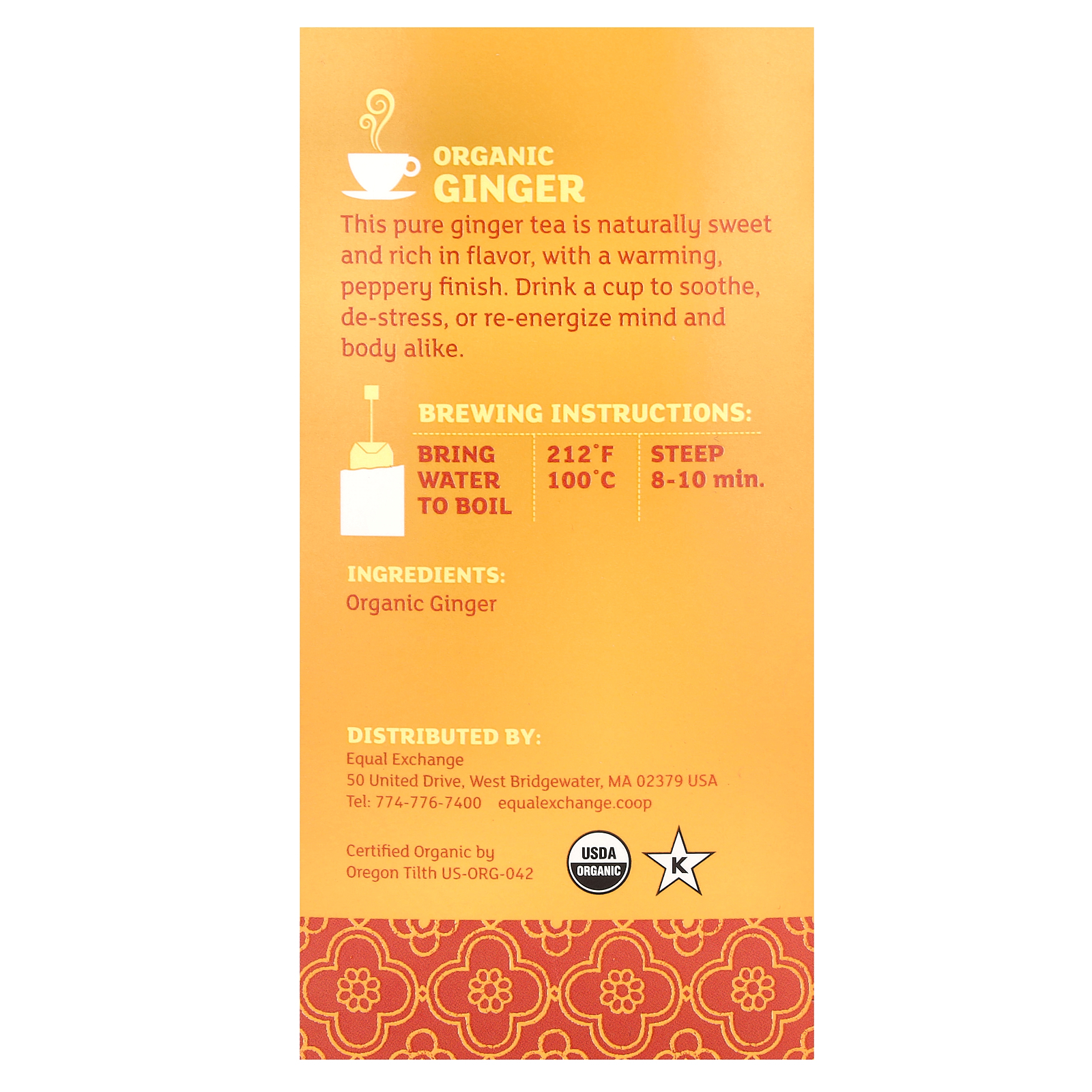 Organic Ginger, Herbal Tea, Caffeine Free, 20 Tea Bags, 1.05 oz (30 g) - Picture 2 of 3