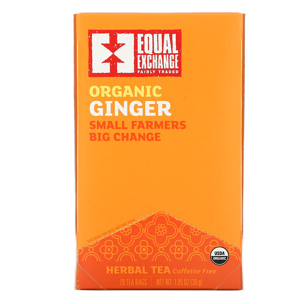 Equal Exchange‏, Organic Ginger, Herbal Tea, Caffeine Free, 20 Tea Bags, 1.05 oz ( 30 g)